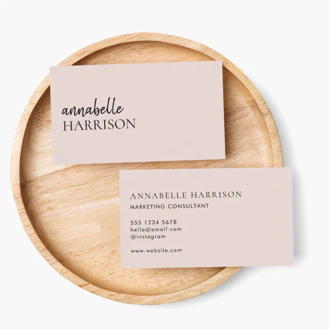 Minimalist Blush Pink | Modern Elegant Script Business Card | Zazzle