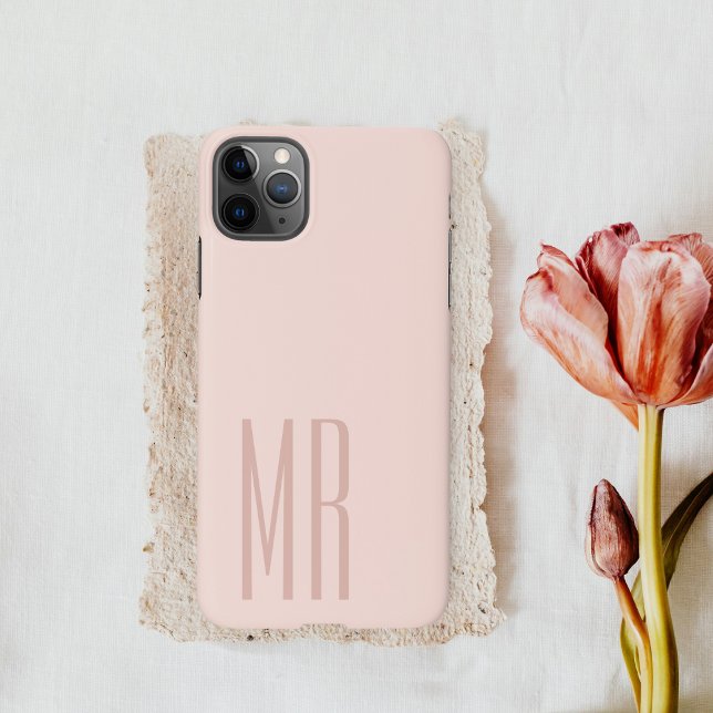 Minimalist Blush Pink Monogram  iPhone Case (Creator Uploaded)