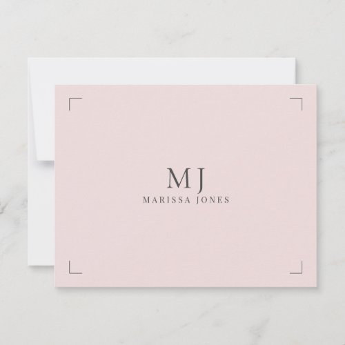 Minimalist Blush Pink Monogram Note Card