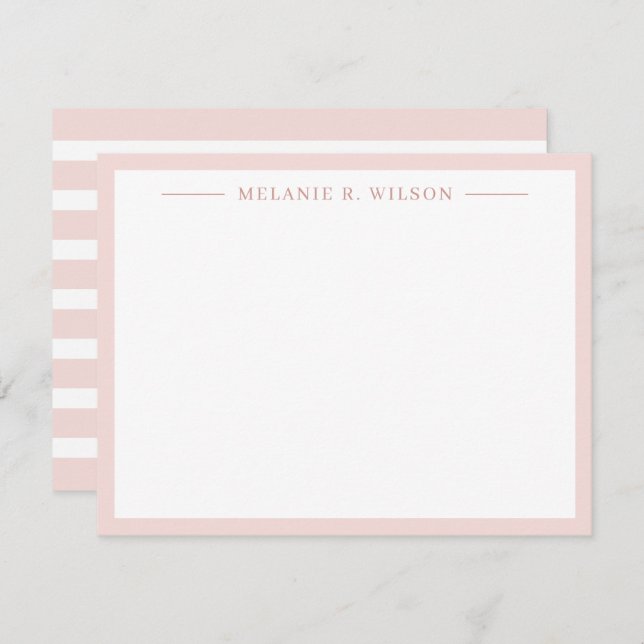 Minimalist Blush Pink Personalized Name Note Card (Front/Back)
