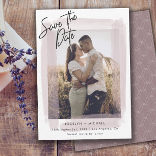 Minimalist Blush Pink & Photo Save the Date