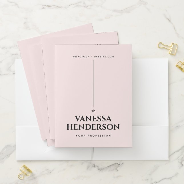 Minimalist blush pink pocket folder (In Situ)