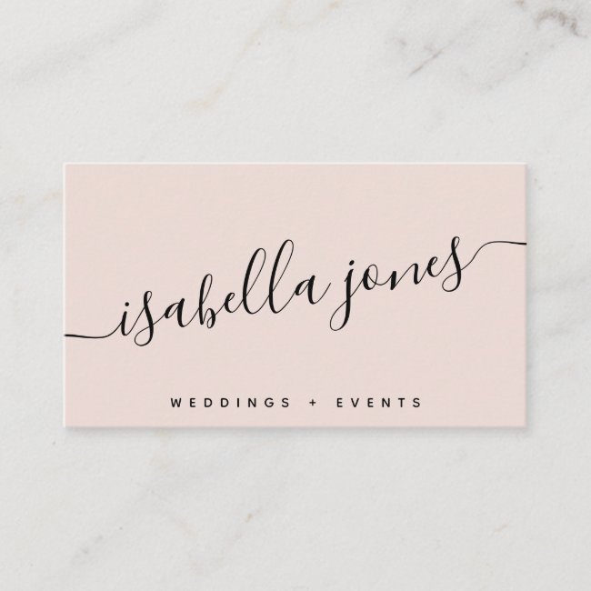 Minimalist blush pink professional luxe script business card