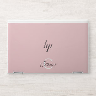 Minimalist Blush Pink Script Monogram HP Laptop Skin