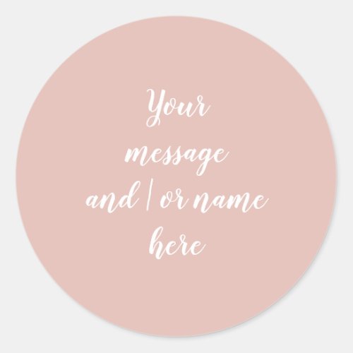 Minimalist Blush Pink Script Personalized Classic Round Sticker