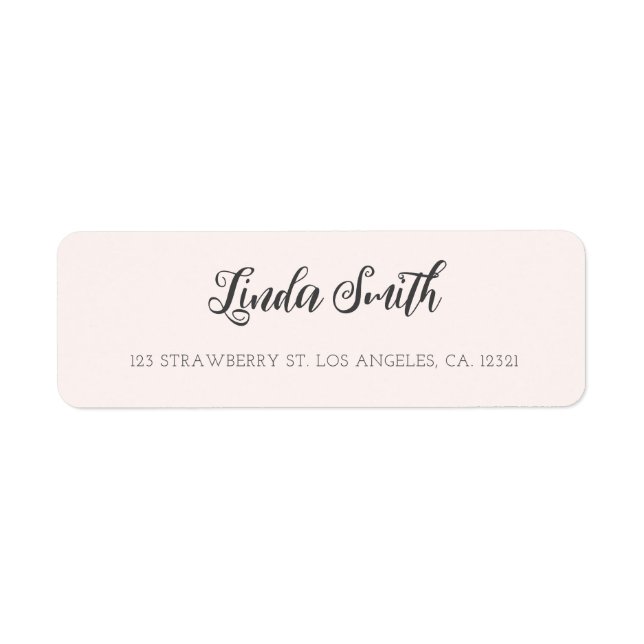 Minimalist Blush Pink Script Return Address Label (Front)