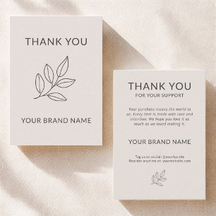 Minimalist Blush Pink Small Business Thank You Note Card