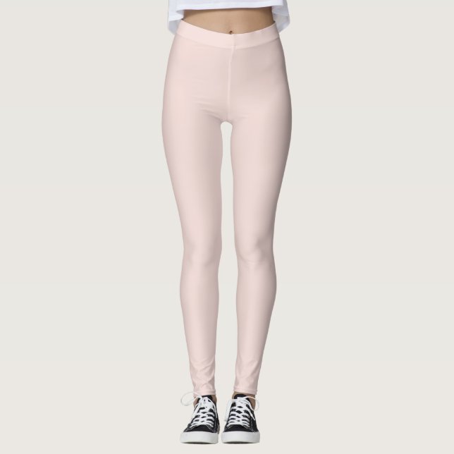 Minimalist blush pink solid plain elegant chic leggings (Front)