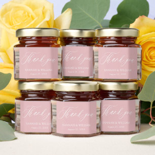 Minimalist Blush Pink Thank you Photo Wedding Honey Jar Favors