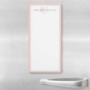 Minimalist Blush Pink Two Border Monogram Magnetic Notepad