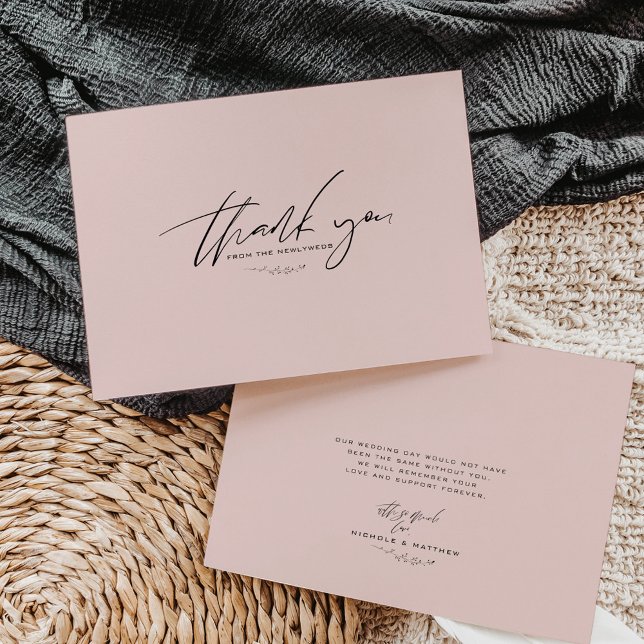 Minimalist Blush Pink Wedding Thank You Card (Creator Uploaded)