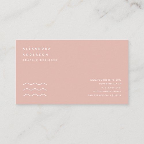 Minimalist Blush Pink  White Business Card
