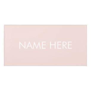 Minimalist blush pink white custom name text door sign