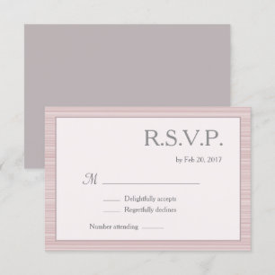 Minimalist blush pink white gray stripes rsvp invitation