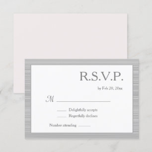 Minimalist Blush Pink White Gray Stripes RSVP Invitation