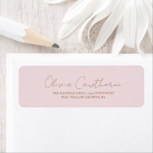 Minimalist Blush Rose & Gold Birthday  Label