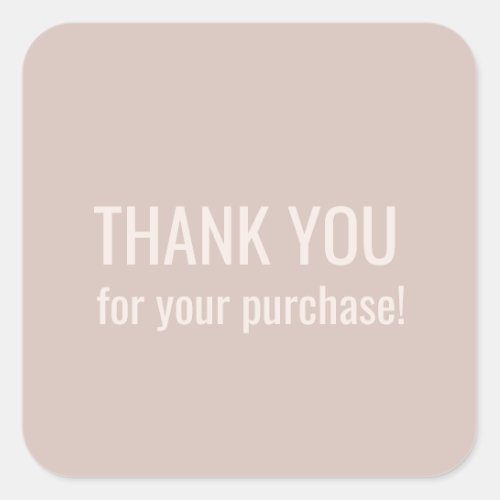 Minimalist Blush Thank You Square Sticker 