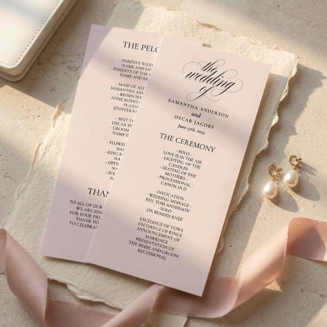 Minimalist Blush Wedding Program Elegant Script  (Creator Uploaded)