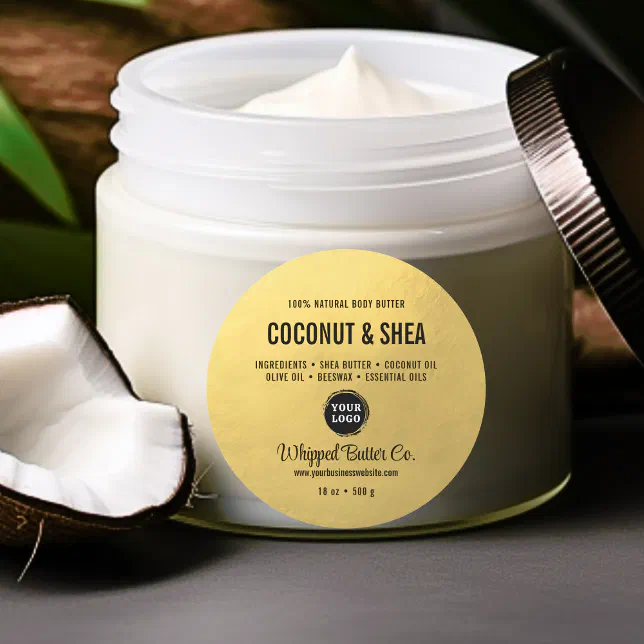 Minimalist Body Butter Gold Business LOGO Classic Round Sticker Zazzle