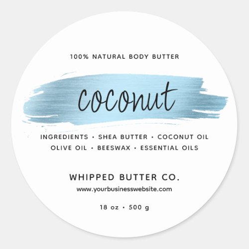 Minimalist Body Butter Small Business Blue Classic Round Sticker
