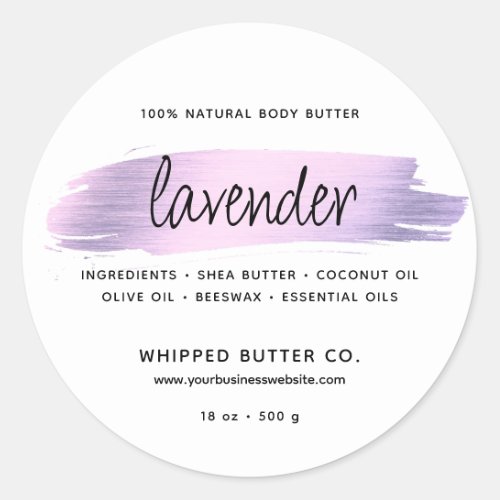 Minimalist Body Butter Small Business Lavender Classic Round Sticker
