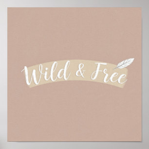 Minimalist Bohemian Art: Wild & Free Feather Arrow Poster