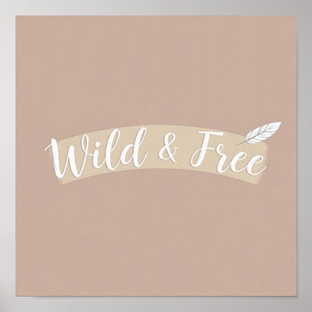 Minimalist Bohemian Art: Wild & Free Feather Arrow Poster (Front)