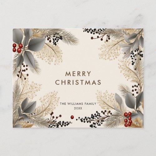 Minimalist Bohemian Christmas Greeting Holiday Postcard
