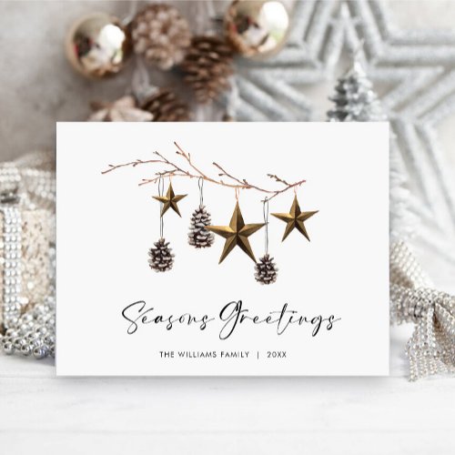 Minimalist Bohemian Christmas Greeting Holiday Postcard