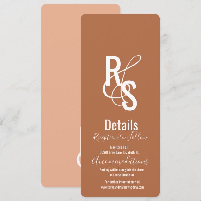 Minimalist Bohemian Dark Terracotta Wedding Invitation (Front/Back)