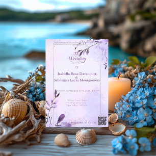Minimalist Bohemian Lavender & Silver Wedding Invitation