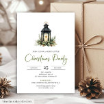 Minimalist Bohemian Pine Wreath Watercolor Holiday Invitation