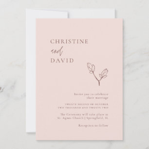 Minimalist Bohemian Rose Wedding invitation