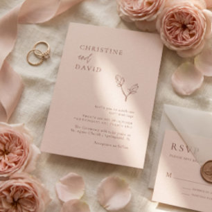 Minimalist Bohemian Rose Wedding invitation