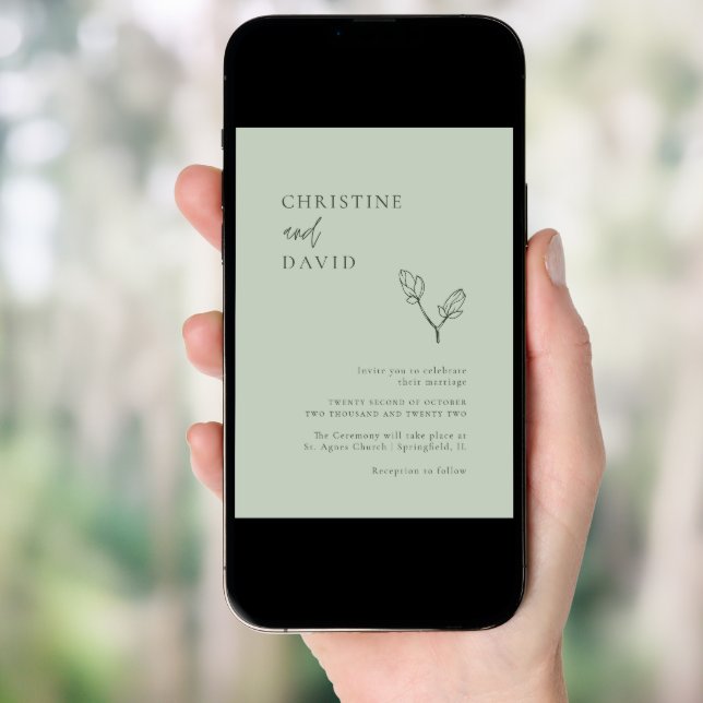 Discover Minimalist Bohemian Sage Wedding invitation
