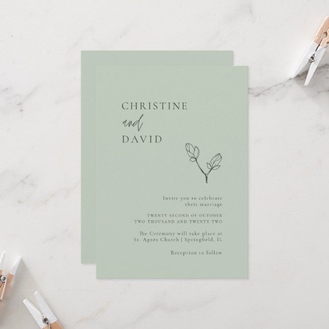 Discover Minimalist Bohemian Sage Wedding invitation