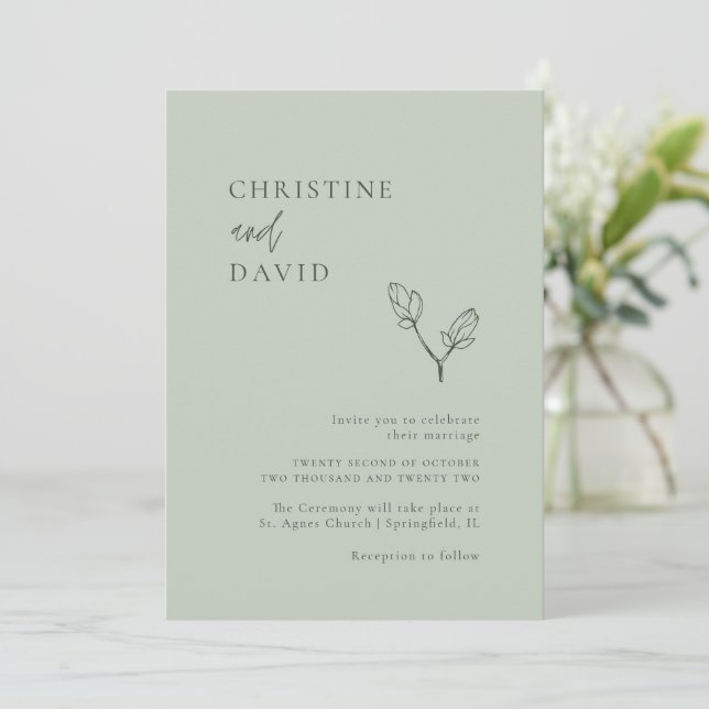 Discover Minimalist Bohemian Sage Wedding invitation