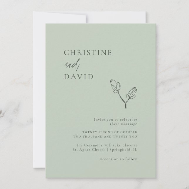 Discover Minimalist Bohemian Sage Wedding invitation