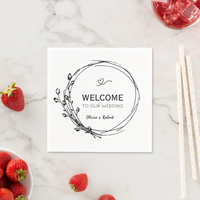 Minimalist Bohemian Wildflower Wedding Napkins (Insitu)