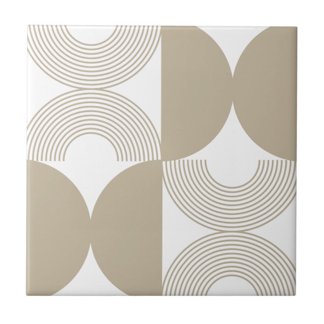 Minimalist Boho Abstract Geometric Arch Pattern Ceramic Tile (Front)