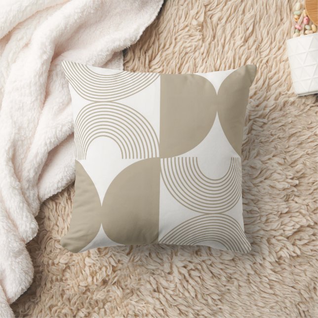 Minimalist Boho Abstract Geometric Arch Pattern Throw Pillow (Blanket)