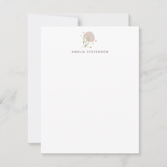 Minimalist Boho Aesthetic Simple Personalized Name Note Card (Front)