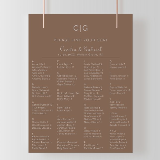 Minimalist Boho Alphabetical Wedding Seating Chart (Creator Uploaded)