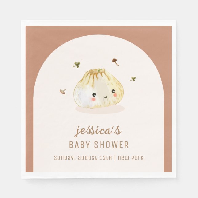 Minimalist Boho Arch Chinese Dumpling Baby Shower  Napkins (Front)
