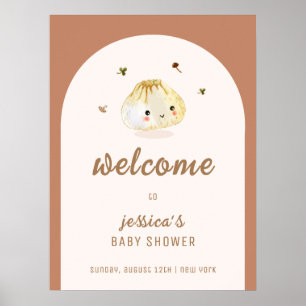 Minimalist Boho Arch Dumpling Baby Shower Welcome Poster
