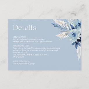 Minimalist boho arch dusty blue flowers pampas enclosure card