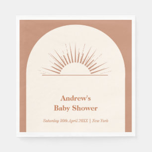 Minimalist Boho Arch Sunshine Baby Shower Napkins