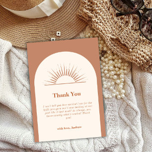 Minimalist Boho Arch Sunshine Baby Shower Thank You Card