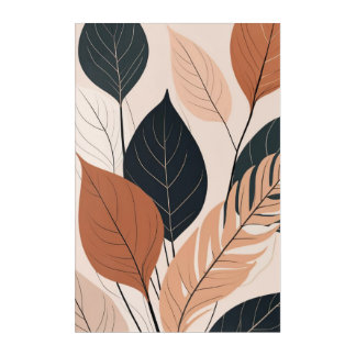 Minimalist Boho Art: Abstract Leaves in Warm Tones Acrylic Print