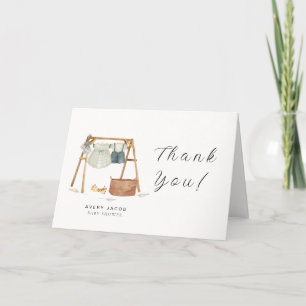 Minimalist Boho Baby Shower Clothes  Letterpress Thank You Card